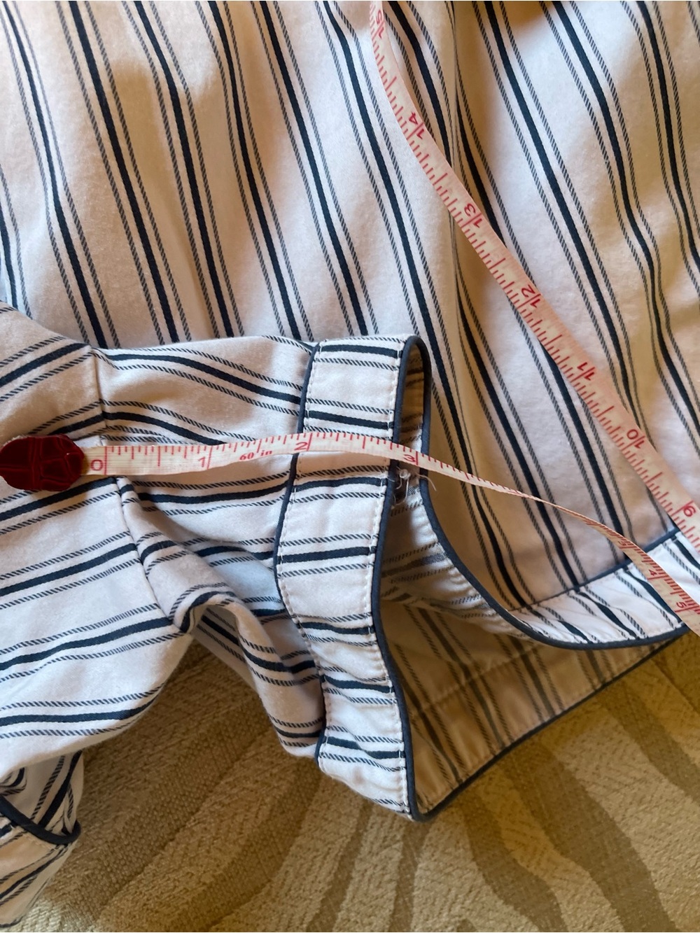 Classic Stripe Cotton-Blend Pajama Set in White and Blue - Picture 7 of 9